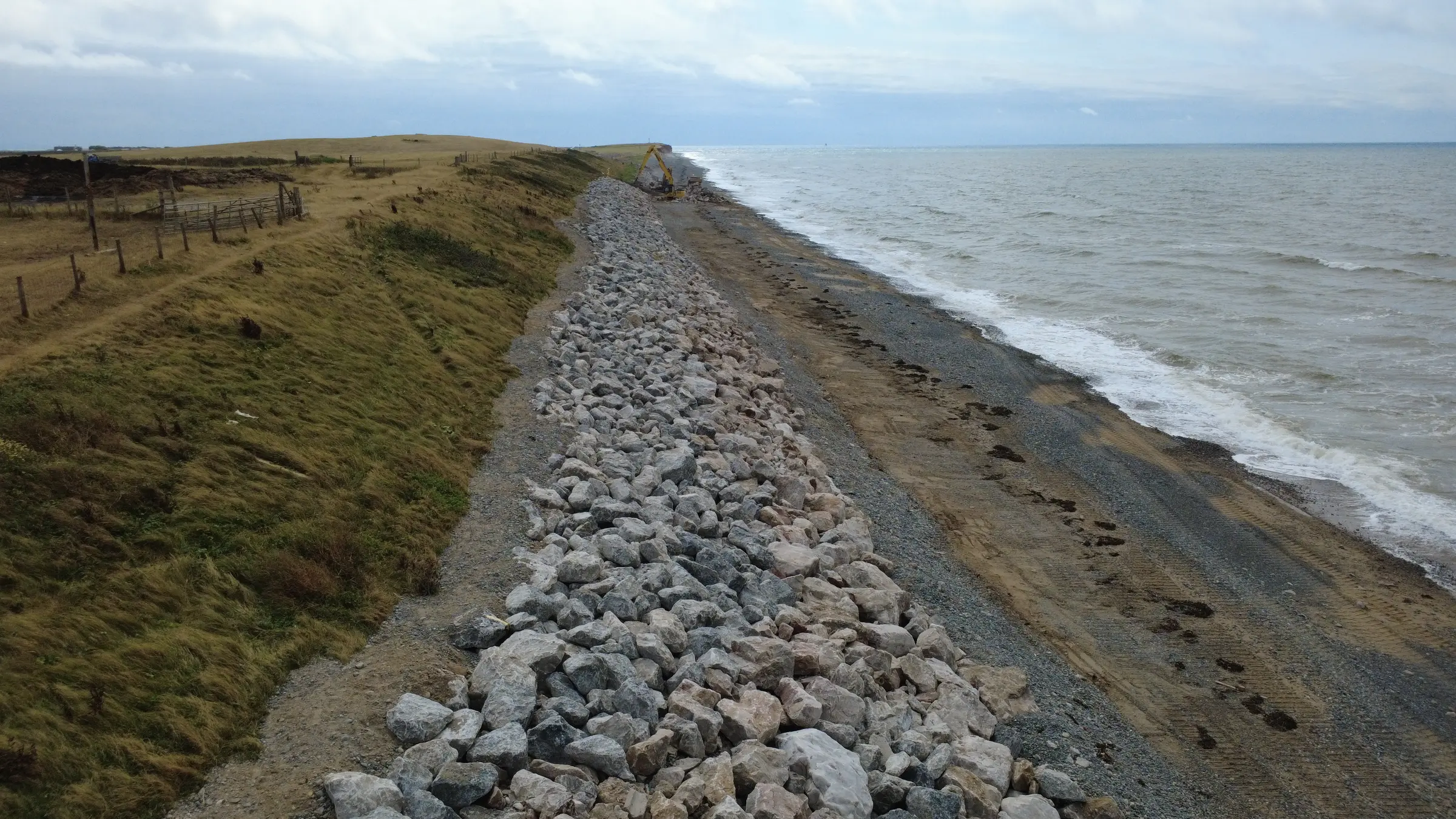 Cowran Estate Services delivering rock-armour coastal protection along the exposed shoreline at South Walney